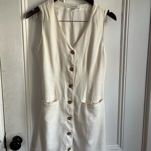 Francesca's Collections Ivory Button-Front Mini Dress